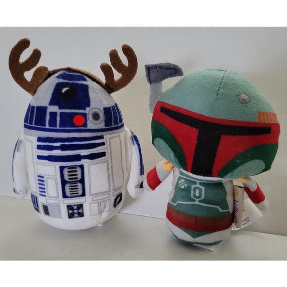 Set of 2 Hallmark Itty Bittys Star Wars Boba Fett and Holiday R2-D2 Reindeer - Picture 1 of 5